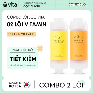 COMBO 2 LÕI LỌC VÒI SEN VITAMIN EVER-VITA giúp khử Clo dưỡng da - MADE IN KOREA