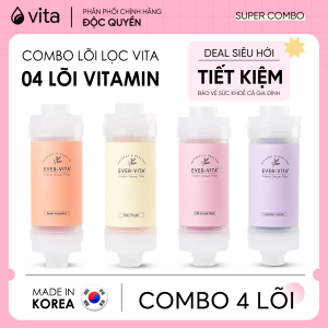 COMBO 4 LÕI LỌC VITAMIN EVER-VITA giúp khử Clo dưỡng da - MADE IN KOREA