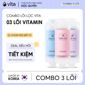 COMBO 3 LÕI LỌC VITAMIN EVER-VITA giúp khử Clo dưỡng da - MADE IN KOREA